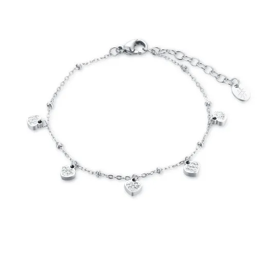 Bracciale 5 Cuori e Catena a Pallini