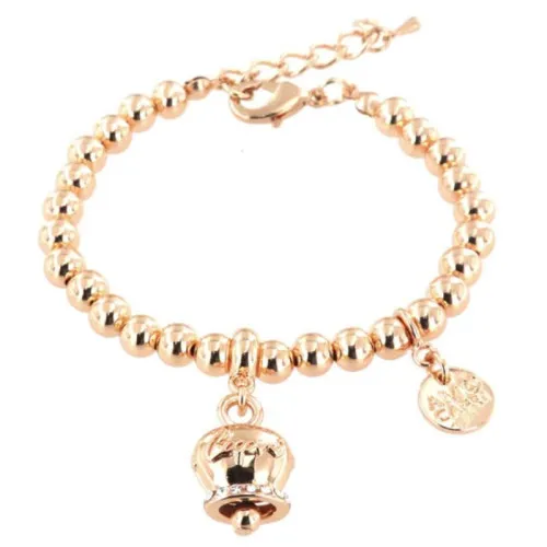 Bracciale AmoCapri In Metallo Rosato Con Campanella Scritta Capri Pendente Con Cristalli