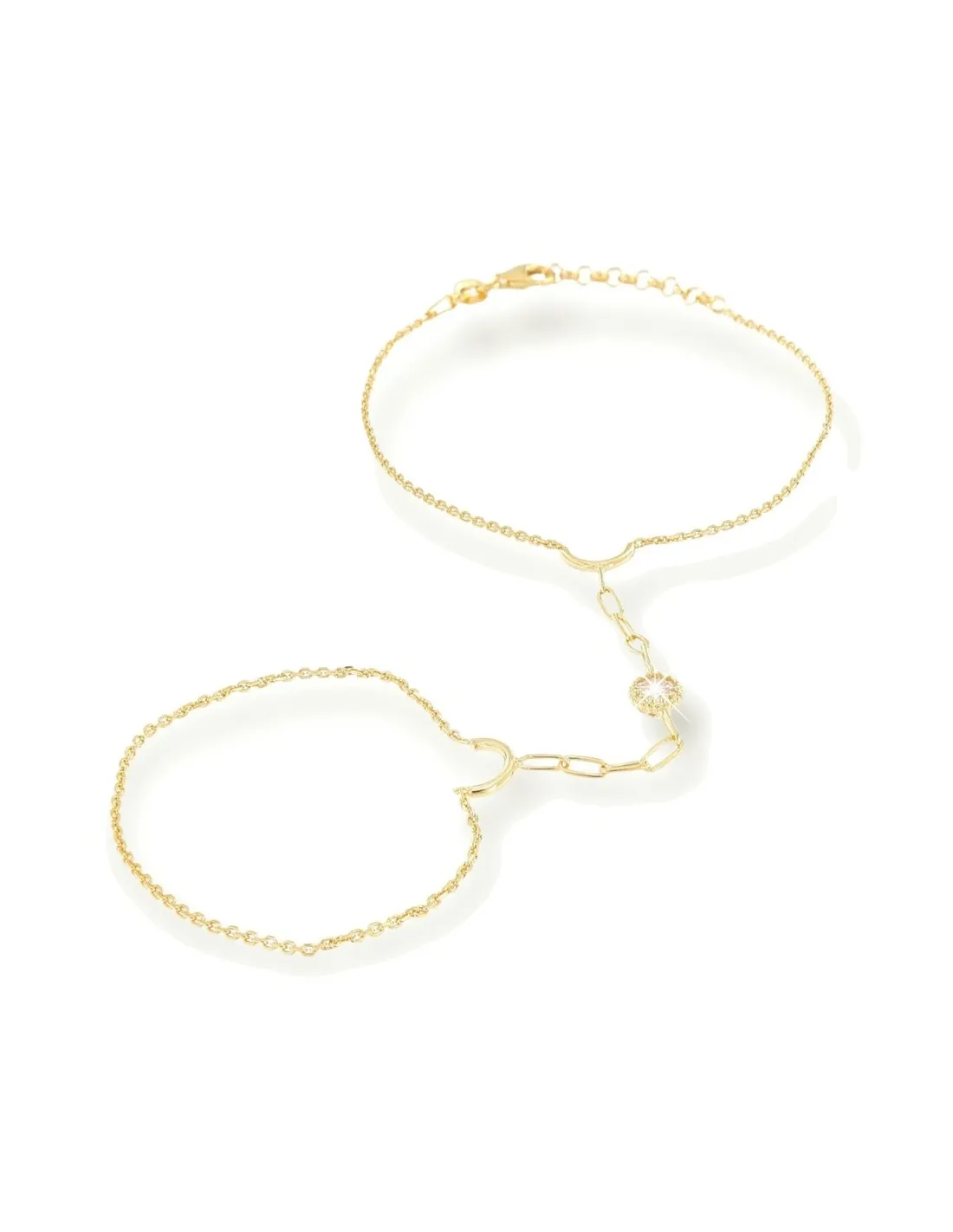 Bracciale Argento Dorato Baciamano Zircone Bianco