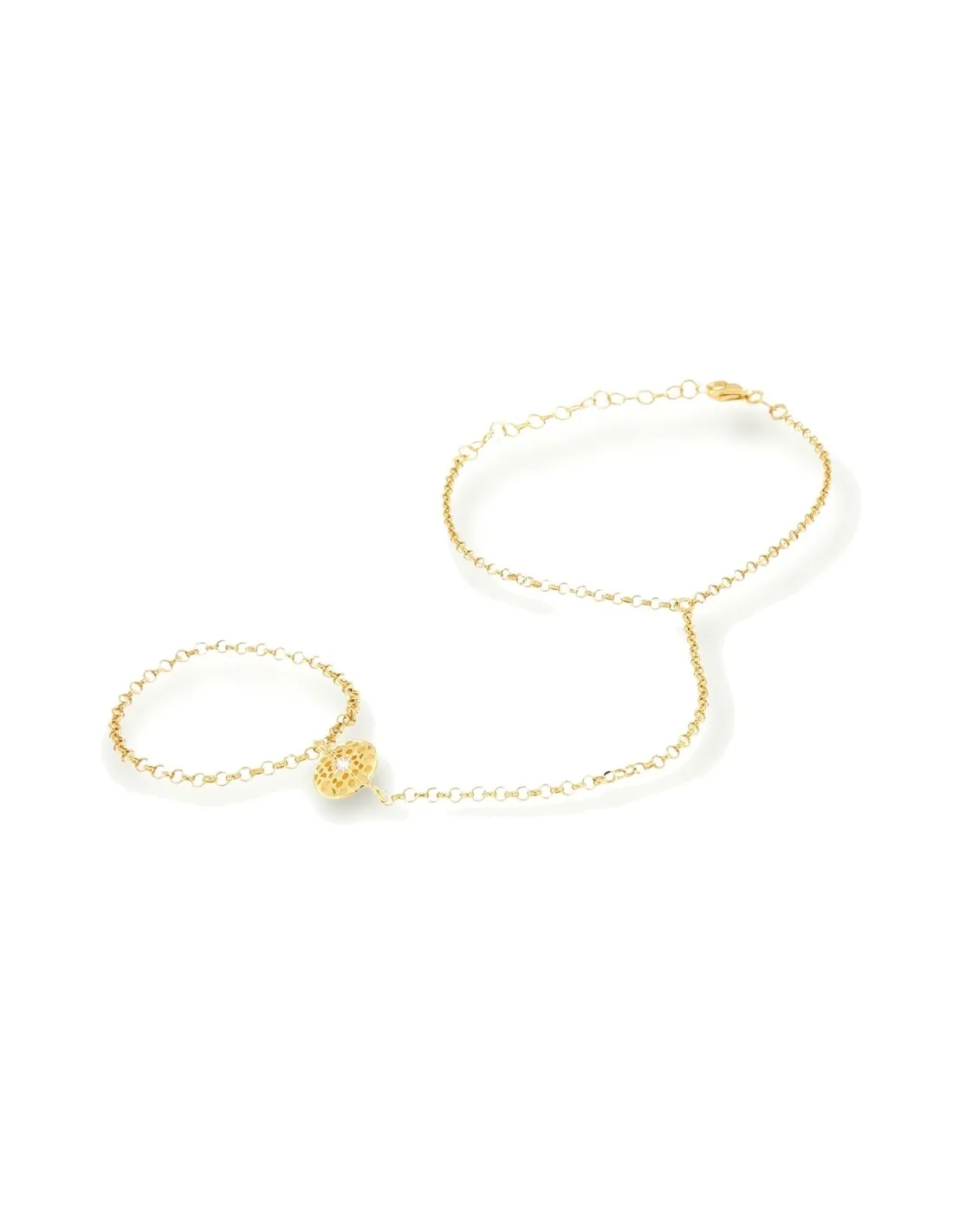 Bracciale Argento Dorato Baciamano Zircone Rosa