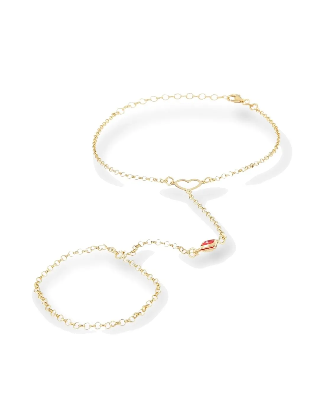 Bracciale Argento Dorato Baciamano Zircone Rosso