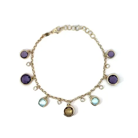 Bracciale Argento Dorato e Zirconi Alternati