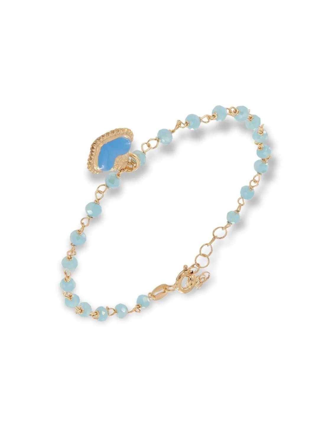 Bracciale Argento Dorato Sfere Celesti Cuore Pend.