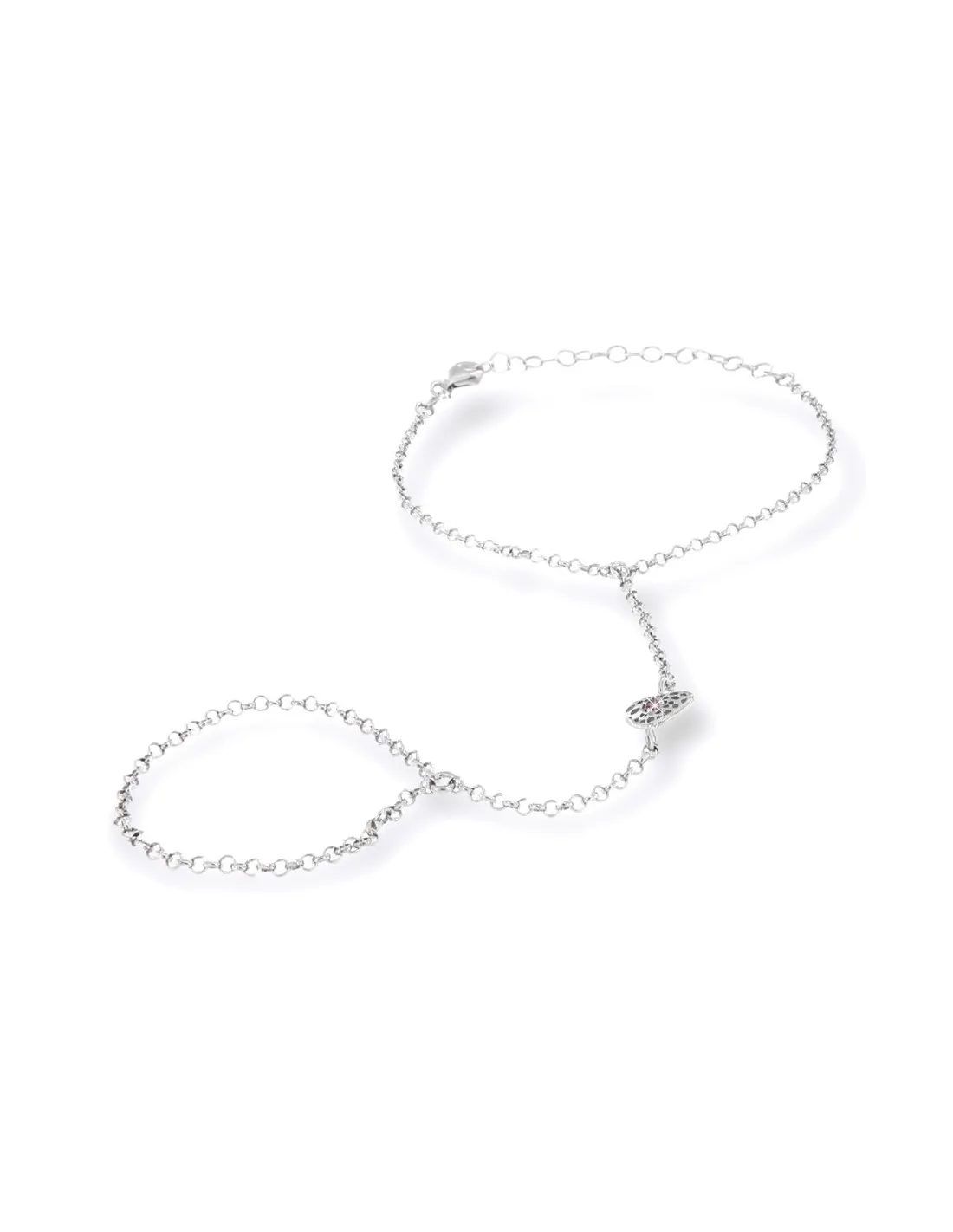 Bracciale Argento Rodiato Baciamano Cuore Zircone
