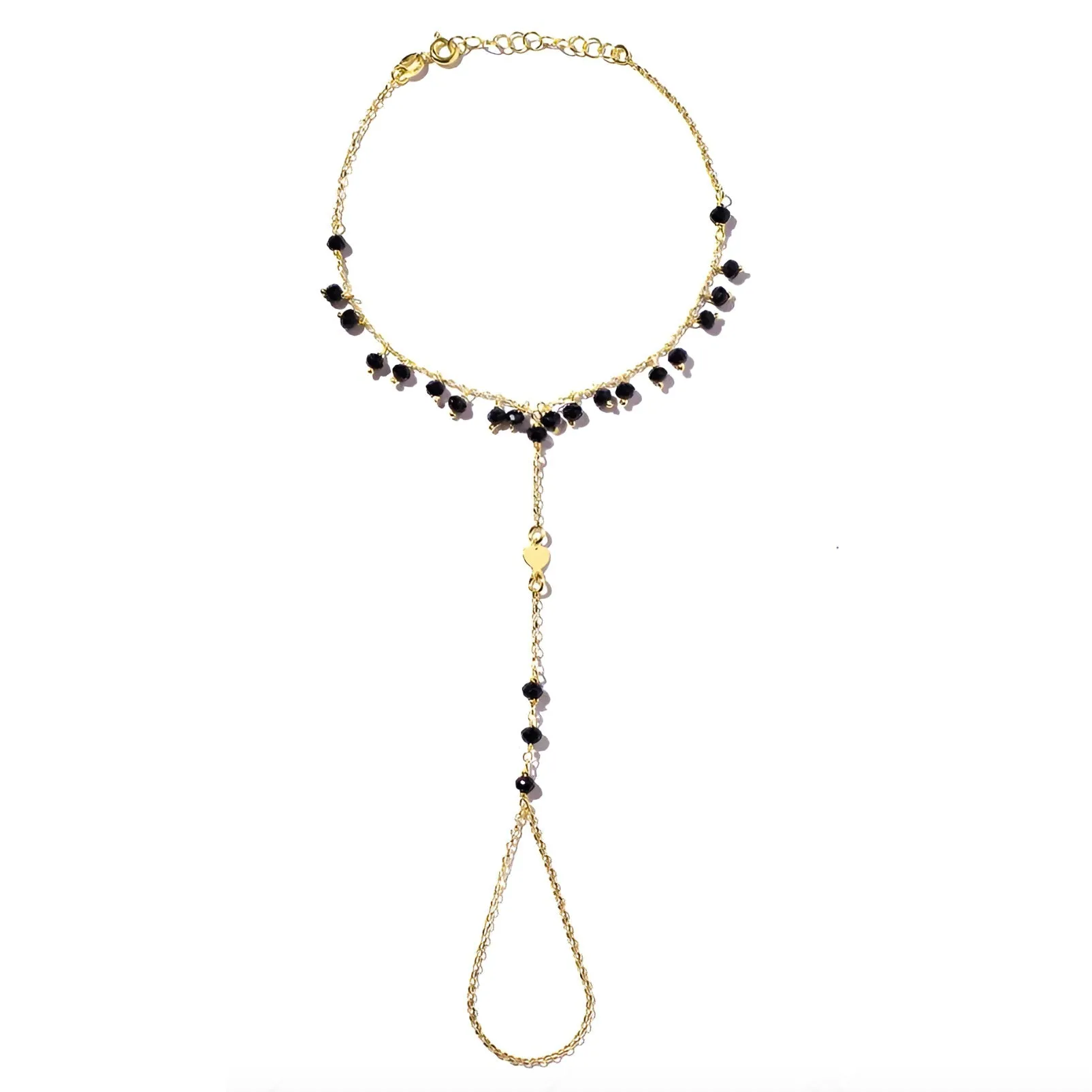 Bracciale Baciamano con cuoricino e pietre nere