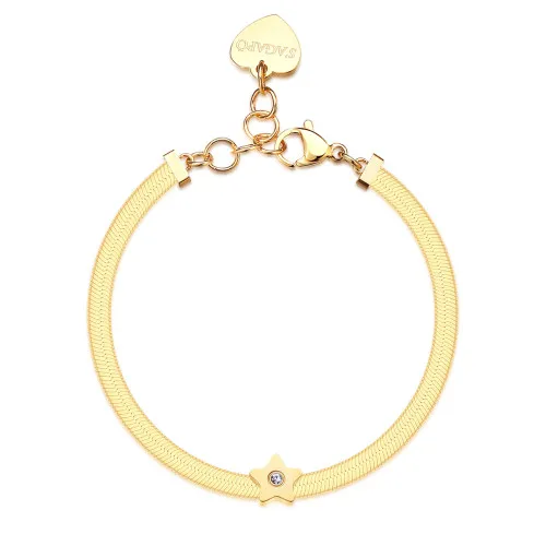 Bracciale catena snake con centrale a forma di stella e cristallo.