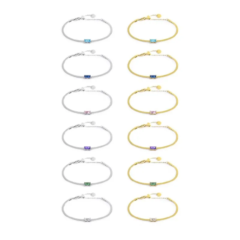 Bracciale catena snake con zircone baguette