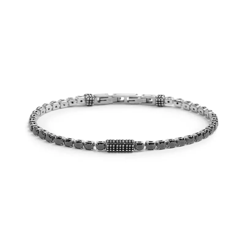 Bracciale catena tennis con zirconi neri 4mm