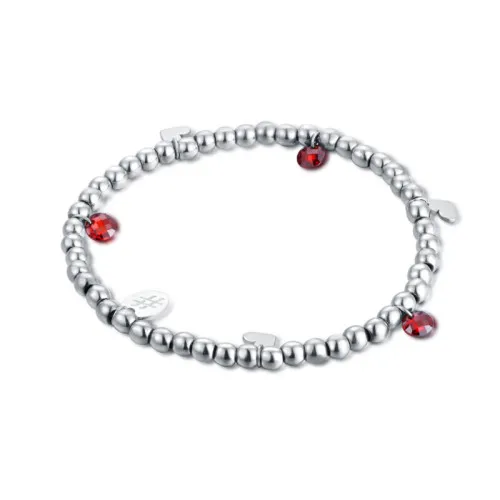 Bracciale con elastico cuori e cristalli rossi Brand Gioielli