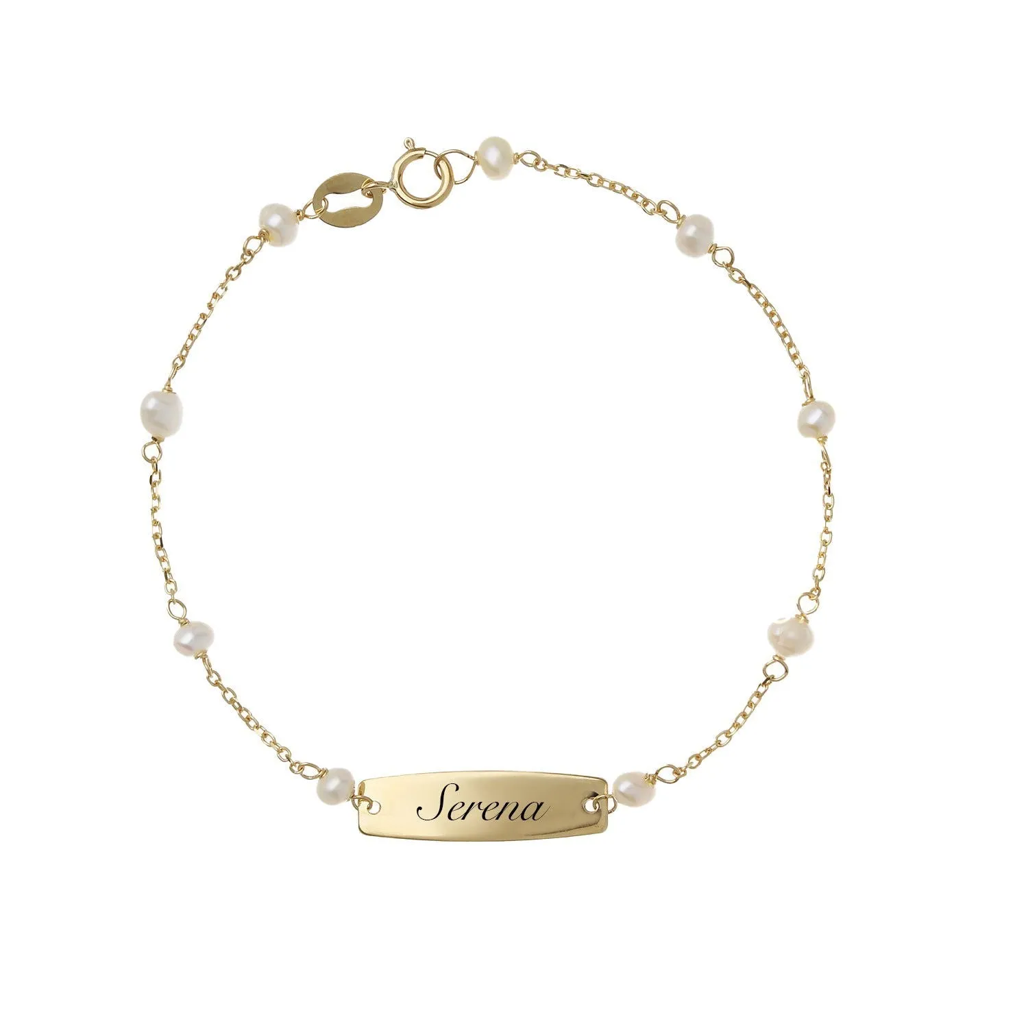 Bracciale con Nome Bimbo/a con perle in Oro 18Kt