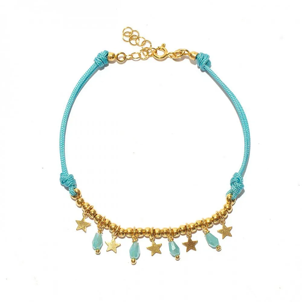 Bracciale Cordino Azzurro e Pendenti