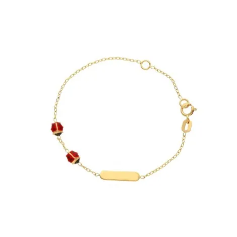 Bracciale Due Coccinelle Passanti Targhetta Oro Giallo 18kt