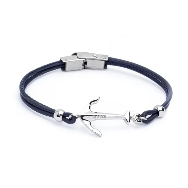 Bracciale in pelle con ancora