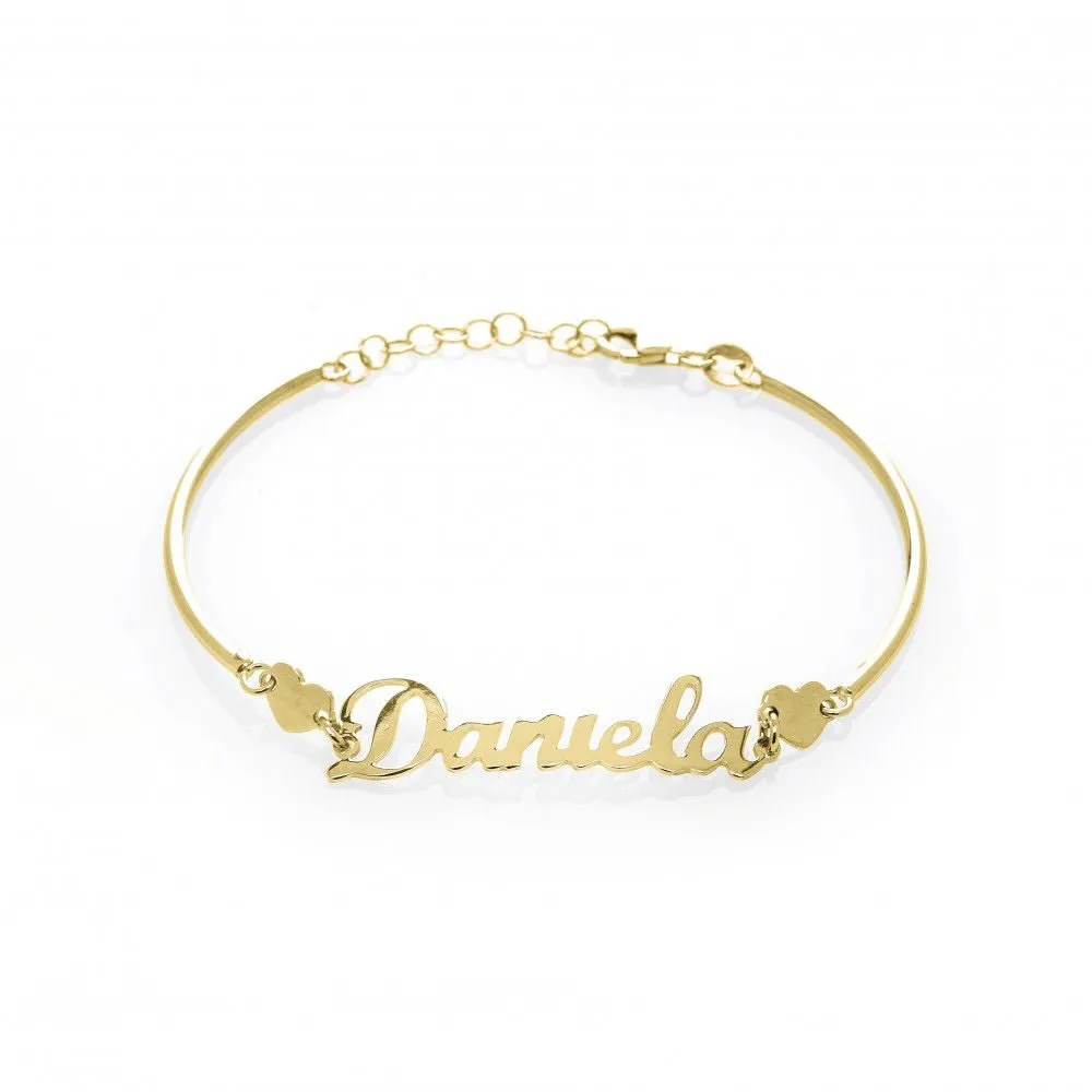 Bracciale Nome e Cuoricini Semirigido