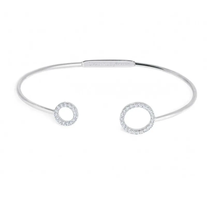 Bracciale rigido cerchi con zirconi bianchi
