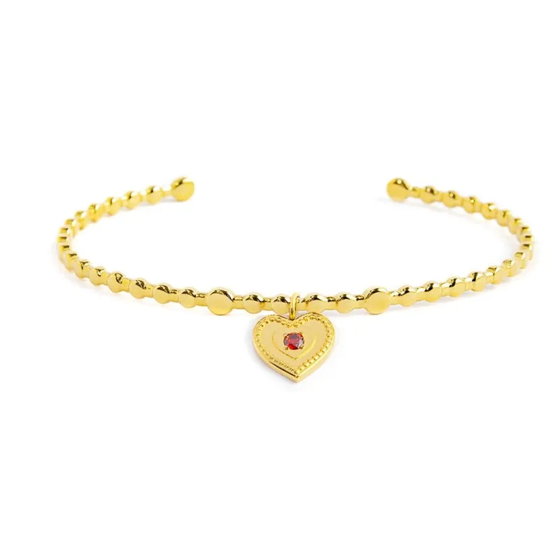 Bracciale rigido cuore pendente