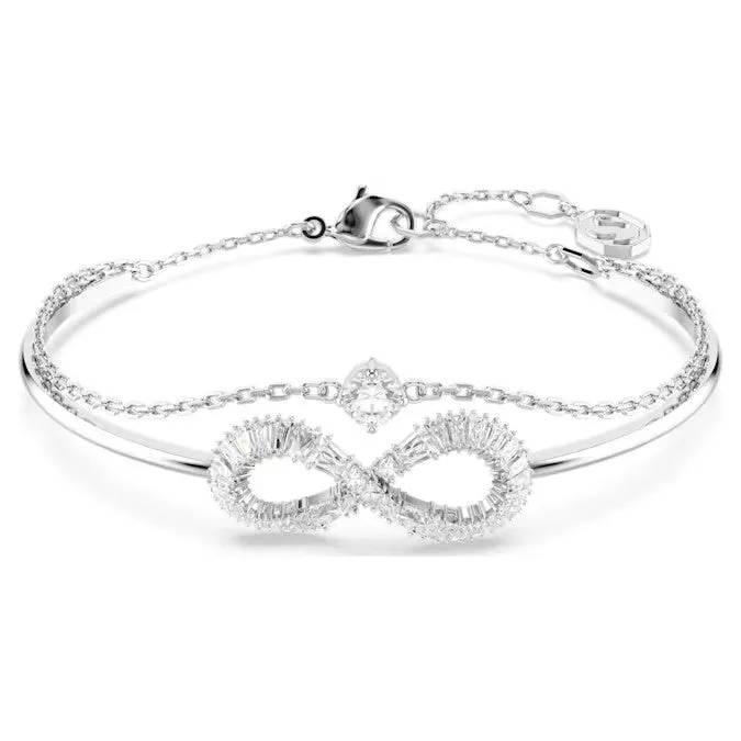 Bracciale rigido Hyperbola Infinito, Bianco, Placcato rodio