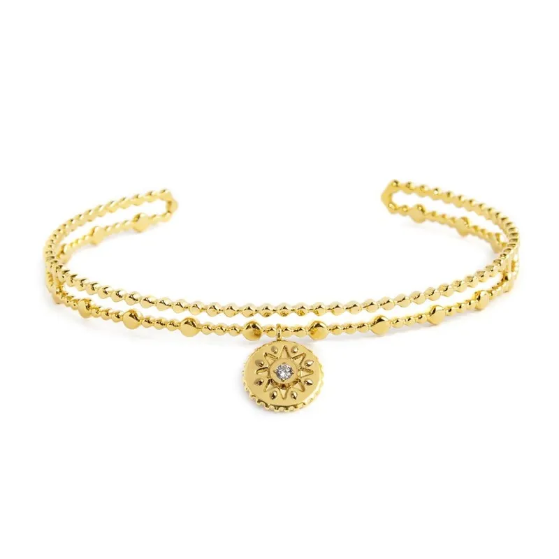 Bracciale rigido medaglietta sole pendente