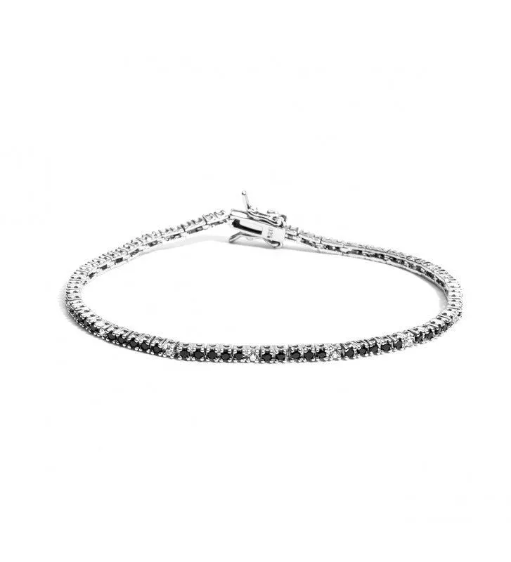 Bracciale Tennis zirconi Neri e Bianchi 2 mm