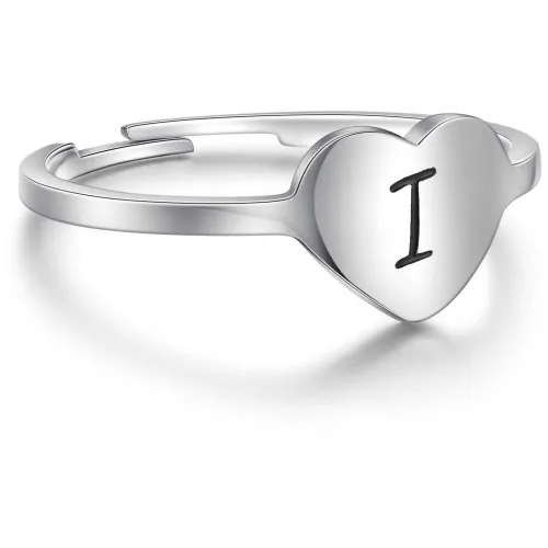 BRAND 02RG001I Anello Regolabile con Cuore e Iniziale I