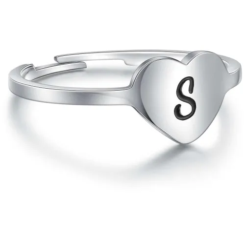 BRAND 02RG001S Anello Regolabile con Cuore e Iniziale S