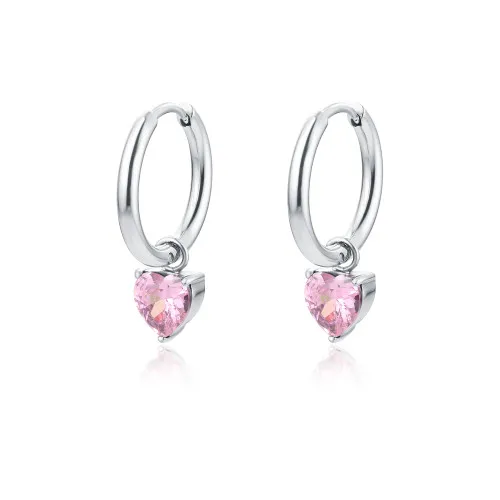 Brand gioieli orecchini cerchio con cuore rosa