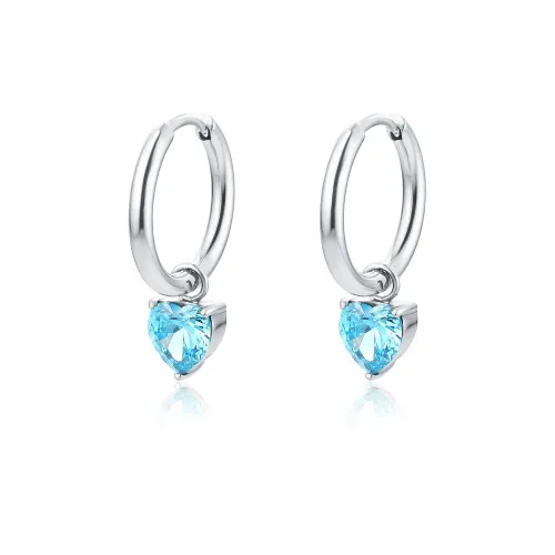 Brand gioielli orecchini cerchio con cuore azzurro