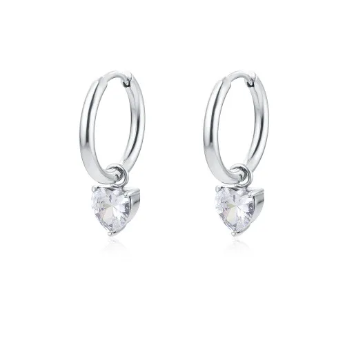 Brand gioielli orecchini cerchio con cuore bianco