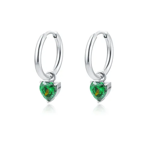 Brand gioielli orecchini cerchio con cuore verde