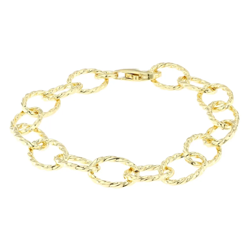 Bracciale Catena Torchon in Argento 925 Placcato Oro