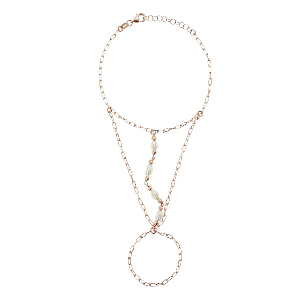 Bracciale Baciamano in Argento 925 Placcato Rosè e Perle