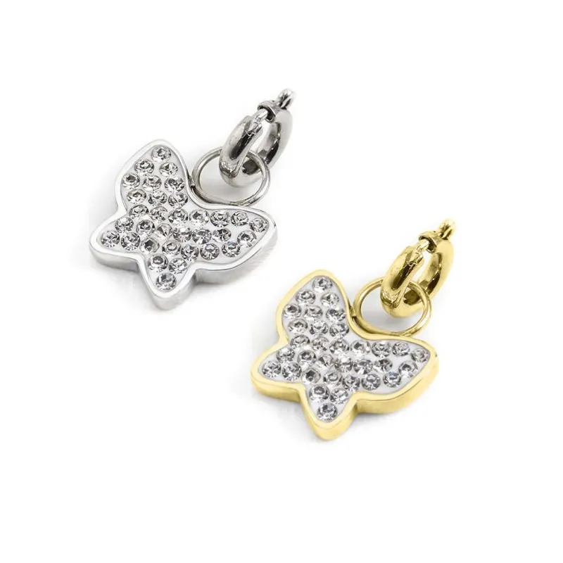 Charm farfalla con cristalli