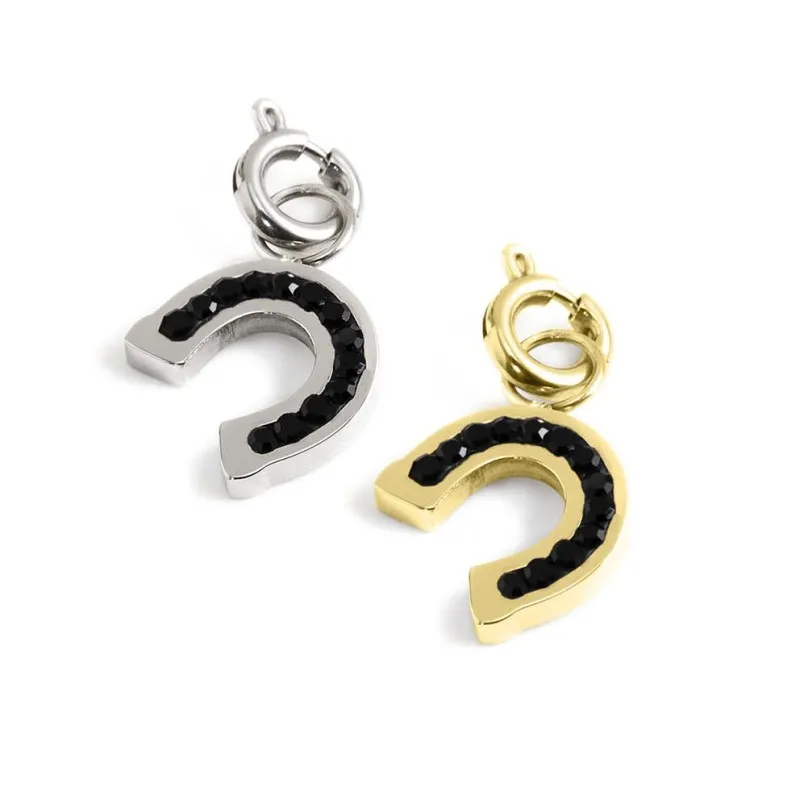 Charm ferro di cavallo con cristalli