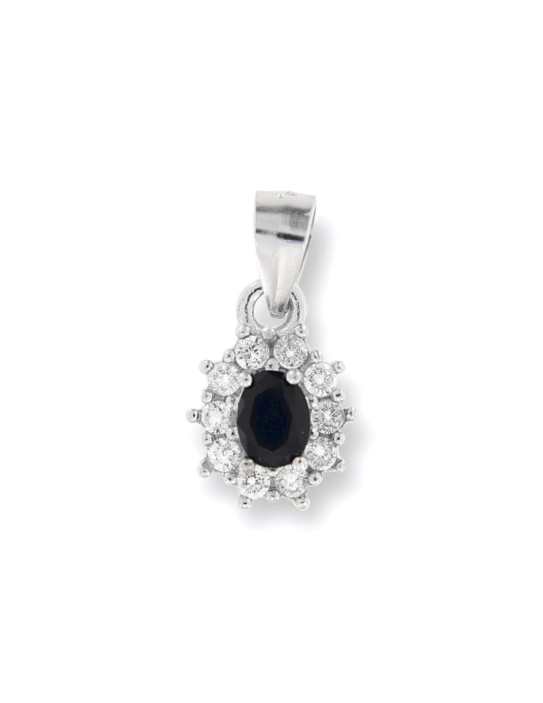 Ciondolo Argento Rodiato Principessa Nera 4x3MM