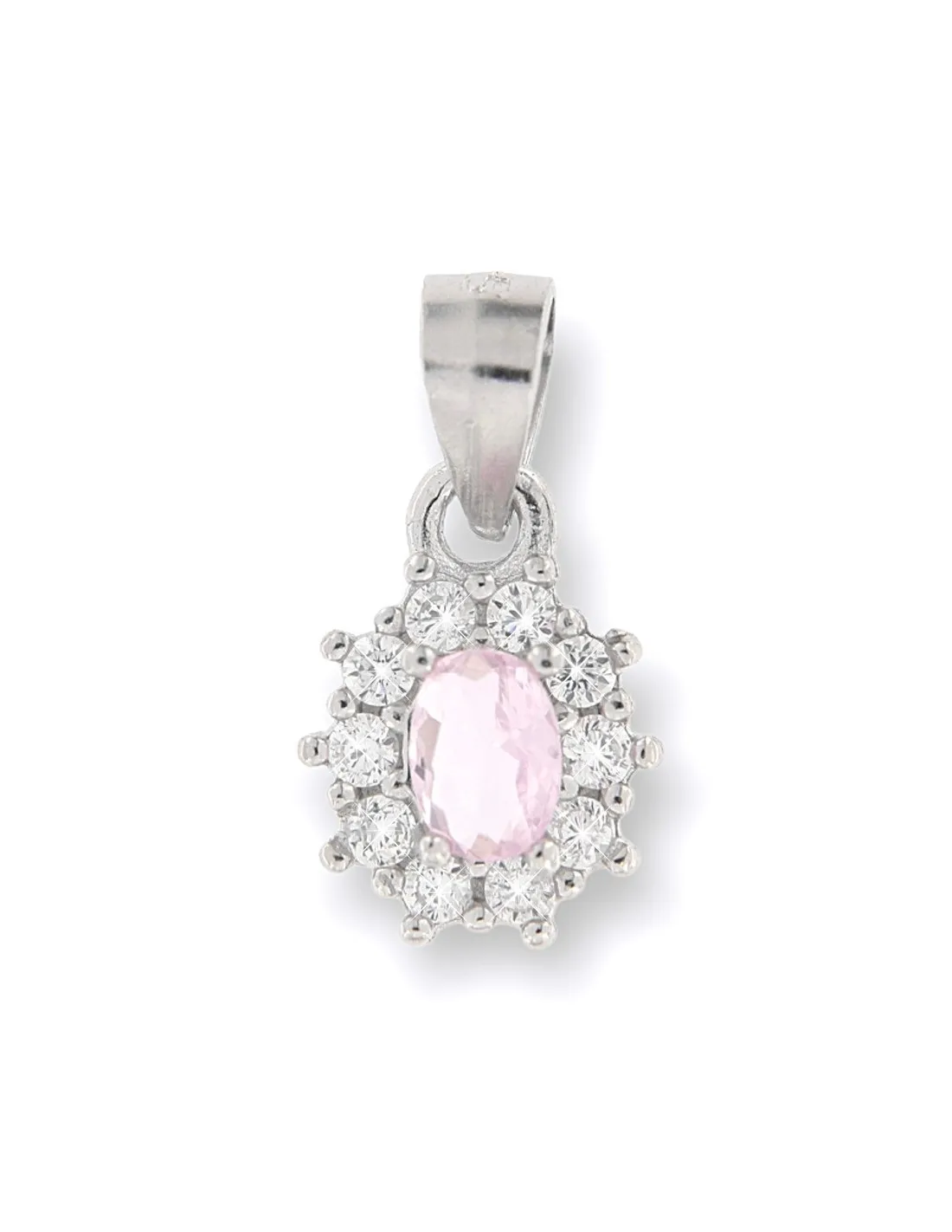 Ciondolo Argento Rodiato Principessa Rosa 3x4MM