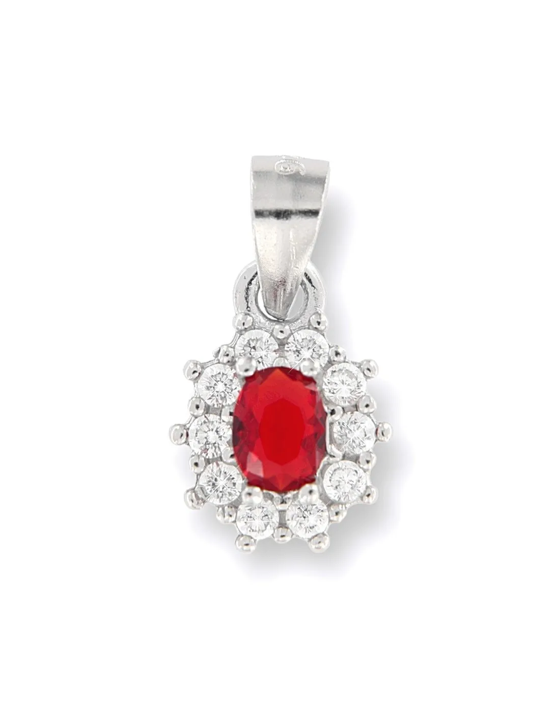 Ciondolo Argento Rodiato Principessa Rossa 4x3MM