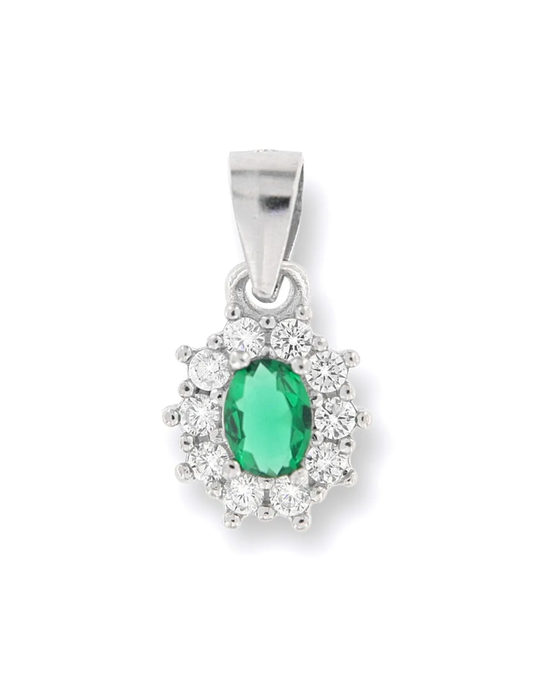 Ciondolo Argento Rodiato Principessa Verde 4x3MM