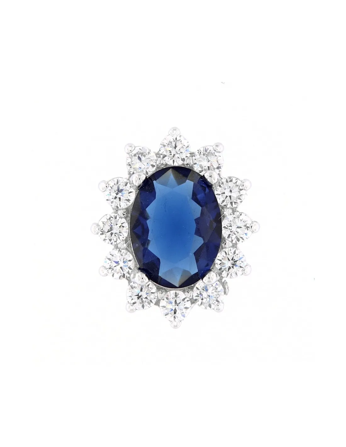 Ciondolo Argento Rodiato Principessa Zirconi Blu E