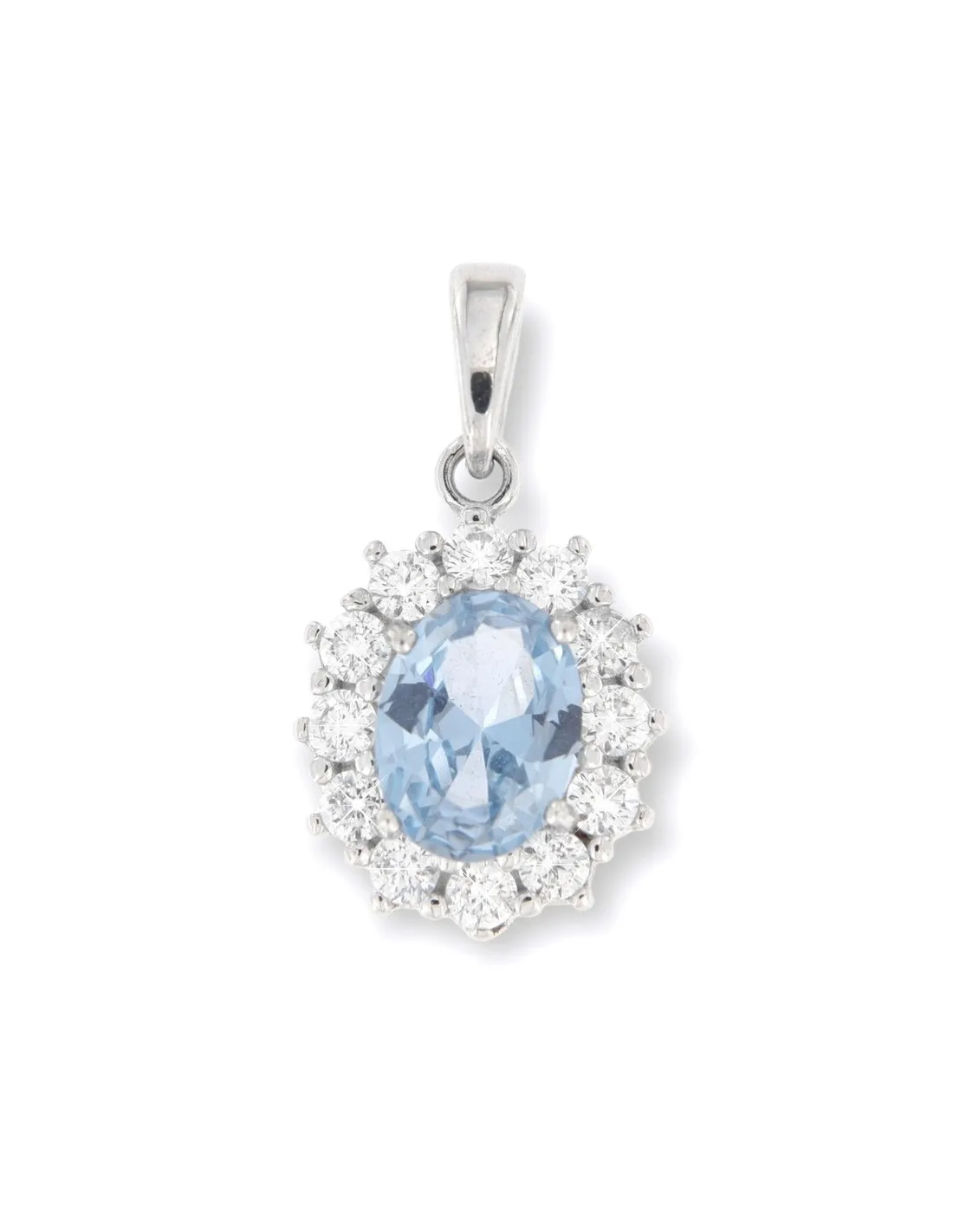 Ciondolo Oro Bianco Principessa Azzurra 8x6MM