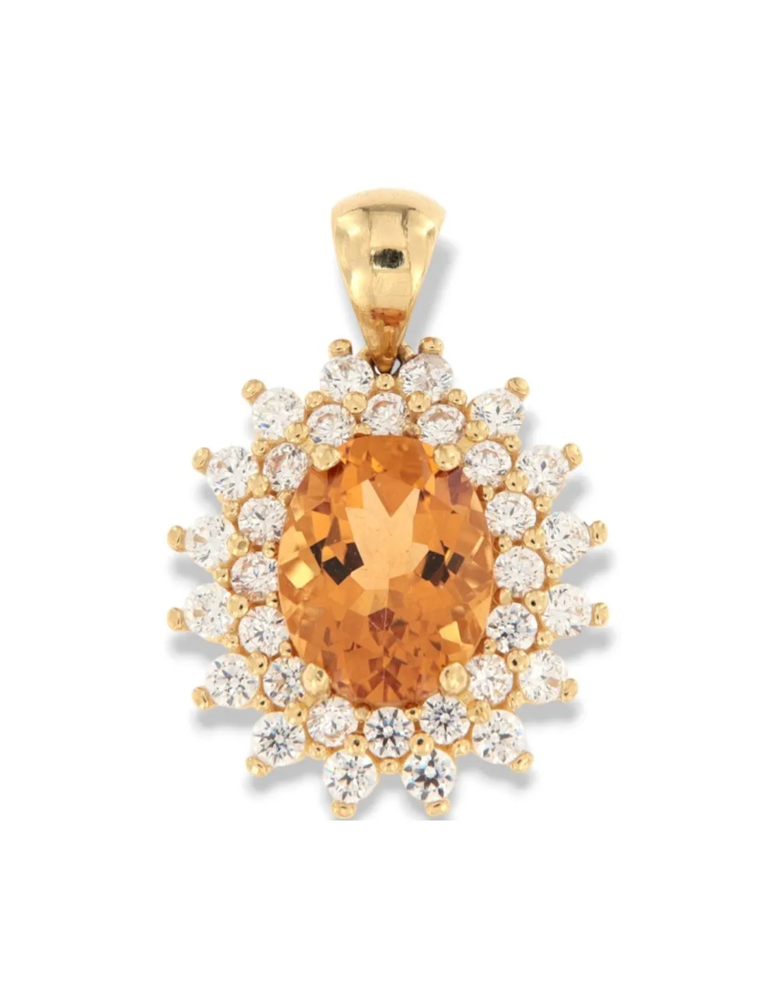 Ciondolo Oro Giallo Principessa Arancione 10x8MM