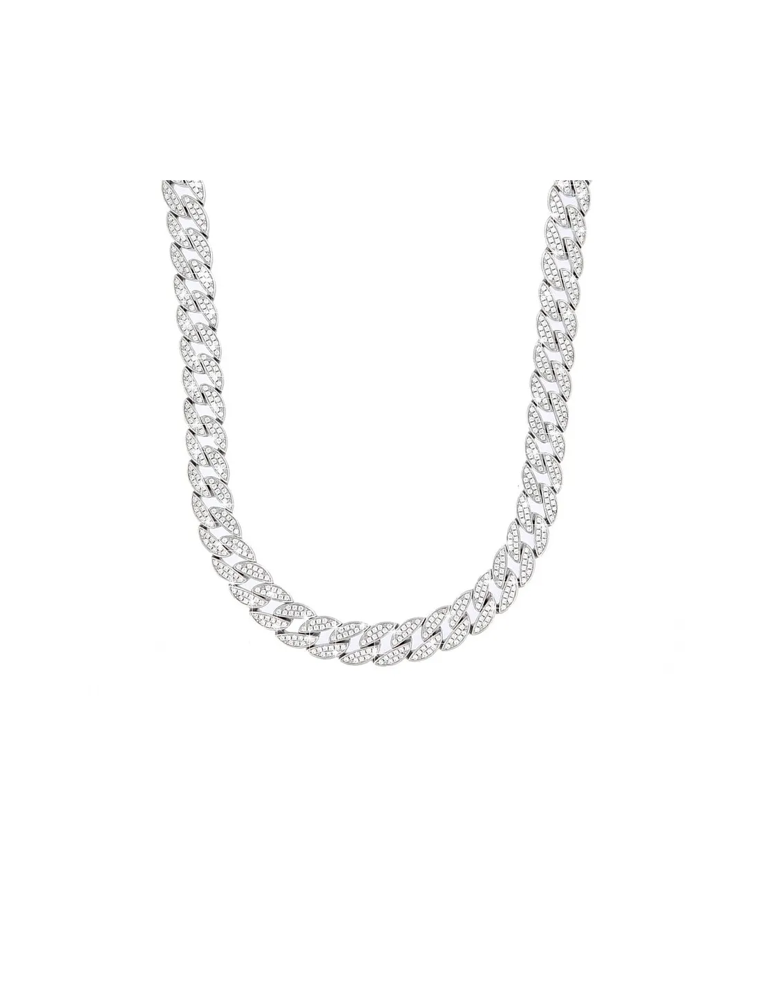 Collana Argento Rodiato Cubana Grumetta