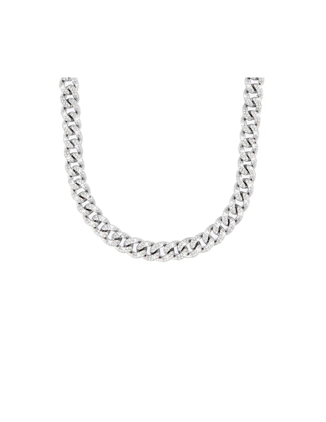 Collana Argento Rodiato Cubana Grumetta Zirconi 45