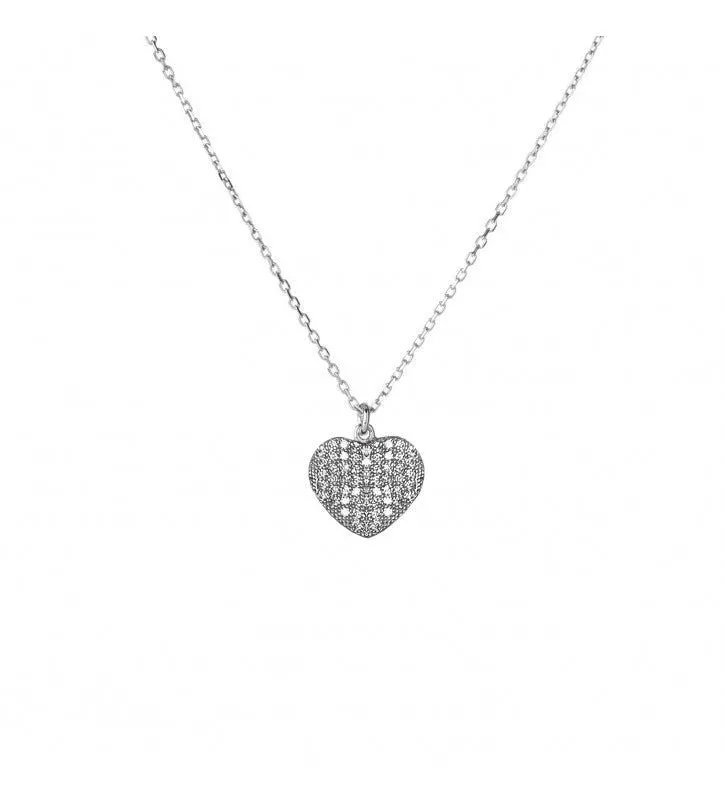 Collana Cuore Pavè Bianco