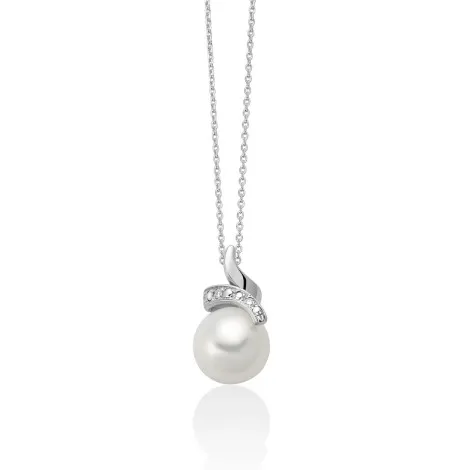 Collana Miluna Oro Bianco 9kt Perla e Diamanti 0,008 ct PCL6730X