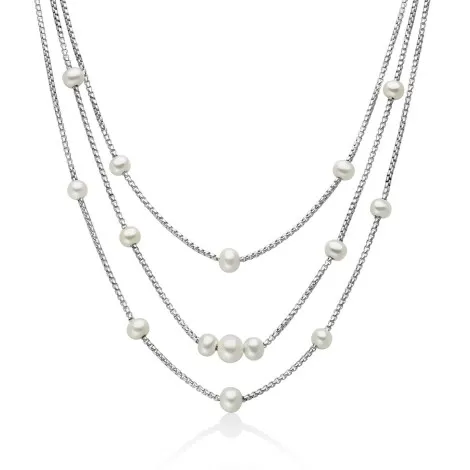 Collana Miluna Tre Fili di Perle Miss Italia PCL6626
