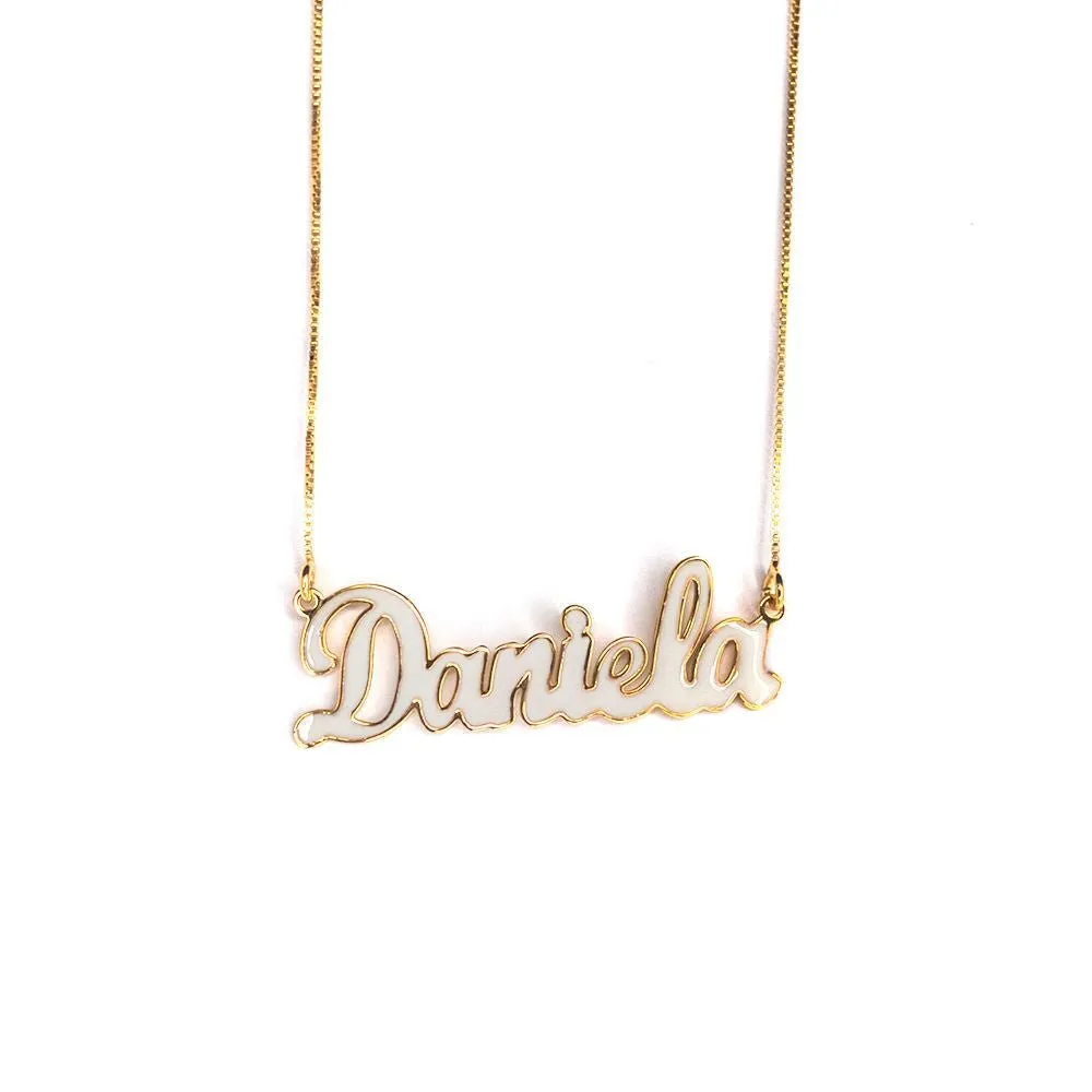 Collana nome Smaltato Bianco