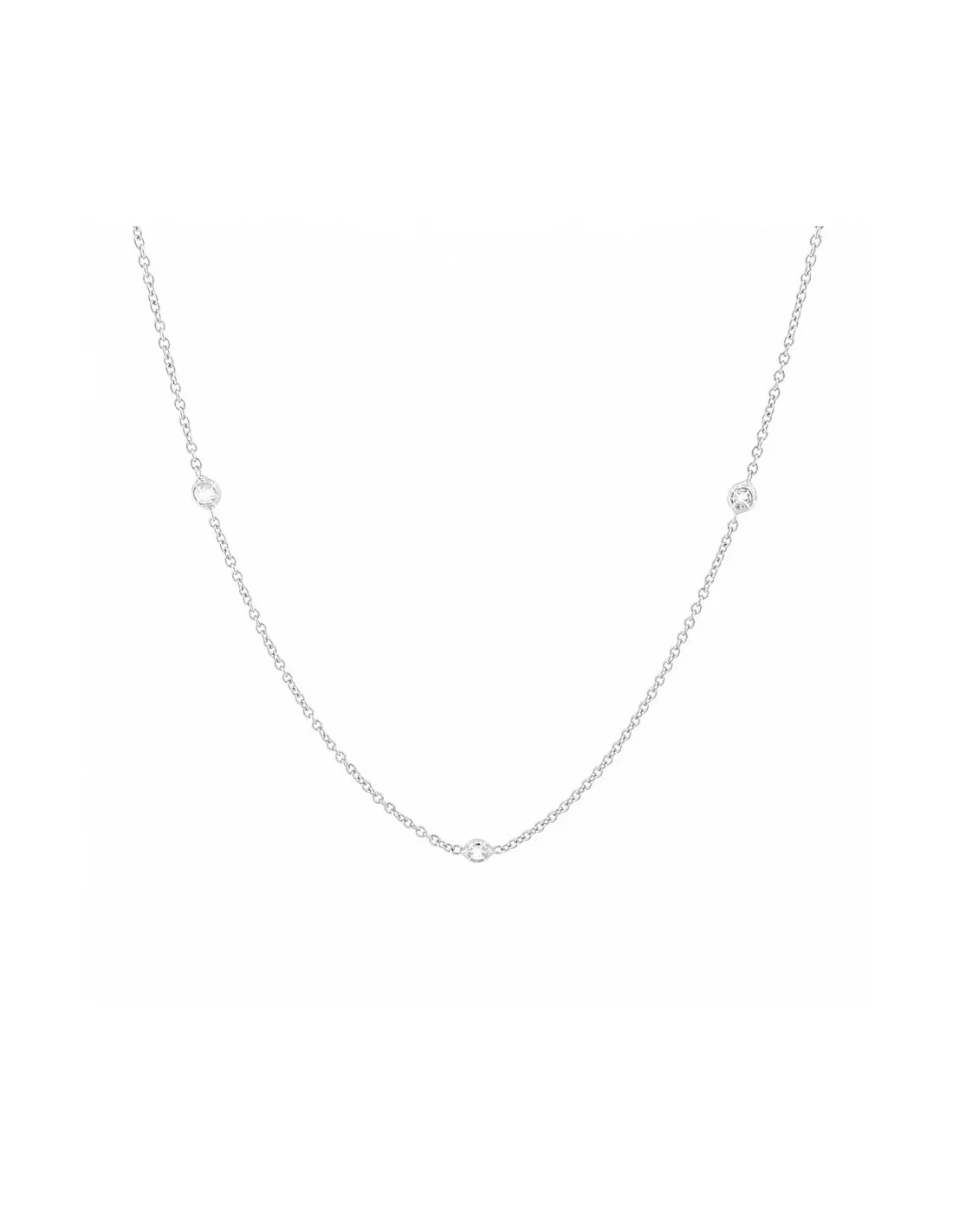 Collana Oro Bianco Con Zirconi Tondi