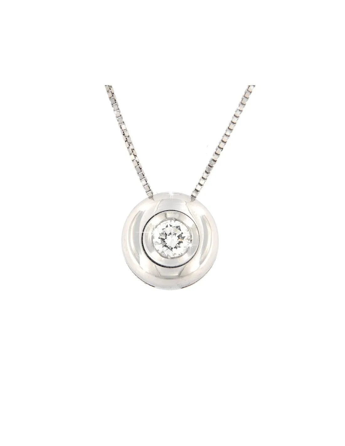 COLLANA ORO BIANCO PUNTO LUCE BOCCOLA 0,10 CARATI