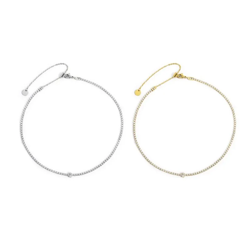 Collana tennis con zircone centrale