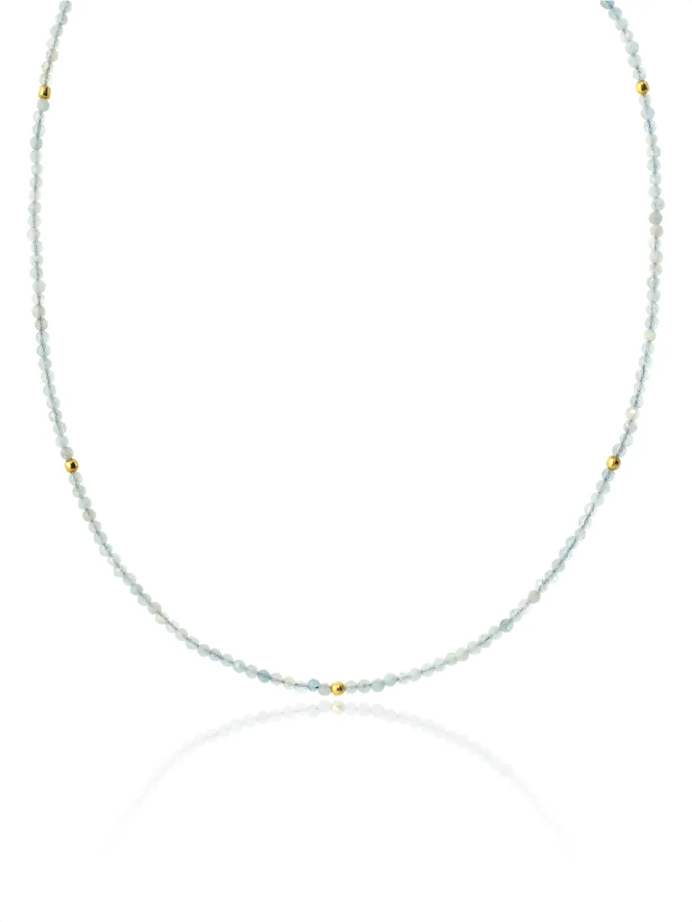 AGUAMARINE GLD. Collar plata de ley, baño oro, piedras azules.